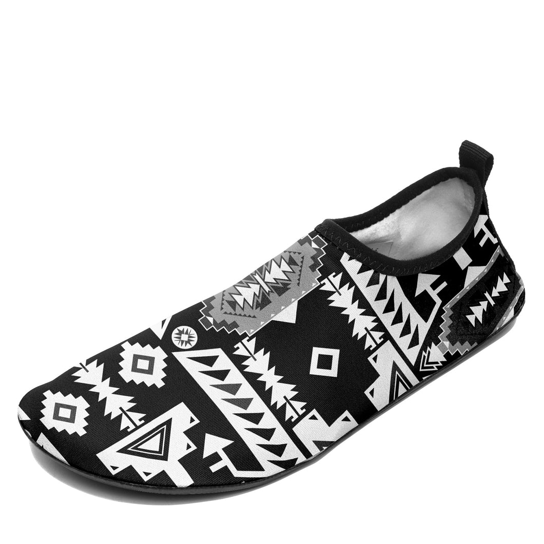 Chiefs Mountain Black and White Sockamoccs Slip On Shoes