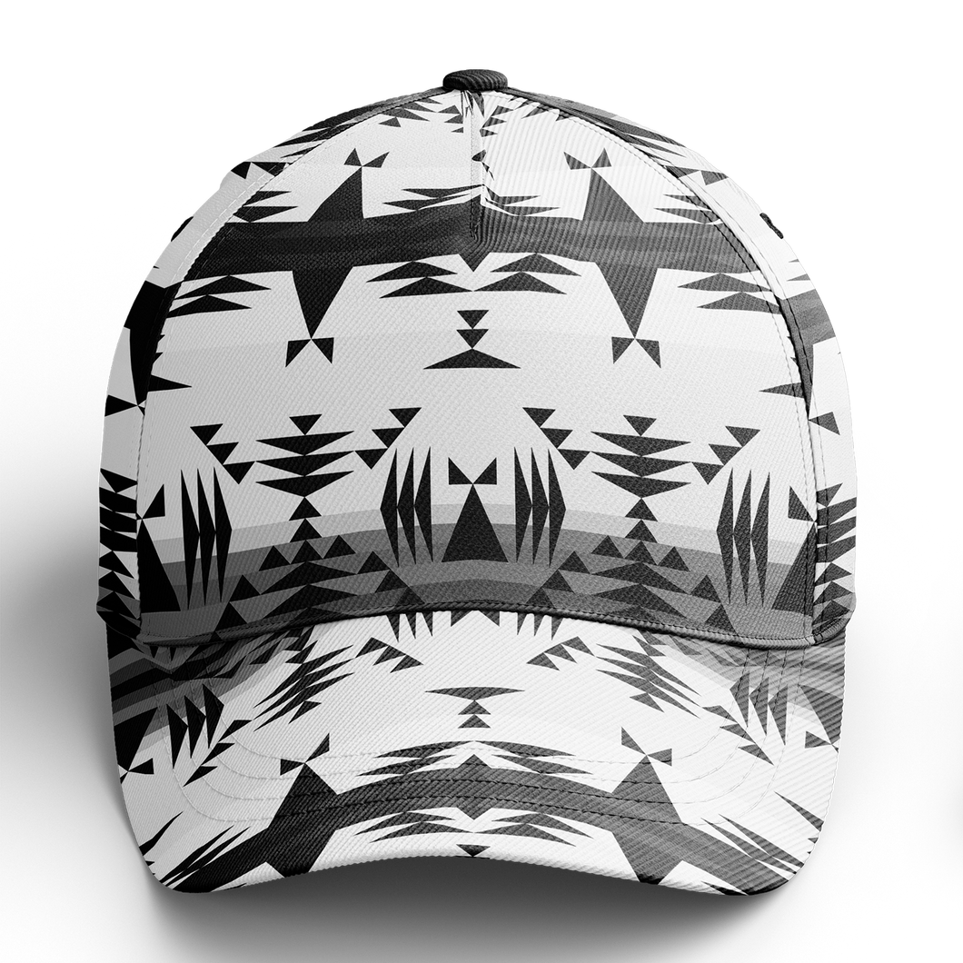Between the Mountains White and Black Snapback Hat