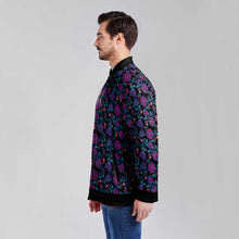 Load image into Gallery viewer, Beaded Nouveau Coal Unisex Collar Zipper Jacket

