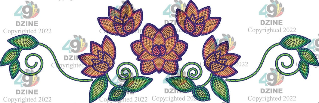 11-inch Floral Transfer - Beaded Florals Blossom