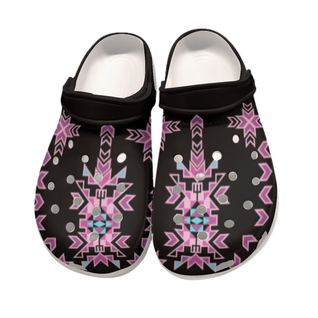 Geo Pink and Black Women's Classic Clogs