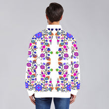 Load image into Gallery viewer, Floral Beadwork Seven Clans White Unisex Collar Zipper Jacket
