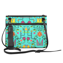 Load image into Gallery viewer, Geometric Floral Summer Sky Slim Clutch
