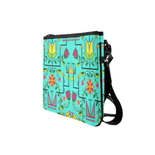 Load image into Gallery viewer, Geometric Floral Summer Sky Slim Clutch
