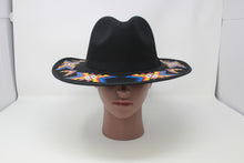 Load image into Gallery viewer, Black Geometric Fedora Hat
