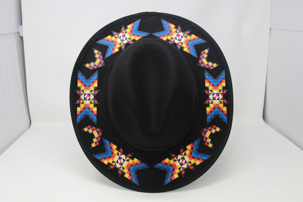 Black Geometric Fedora Hat