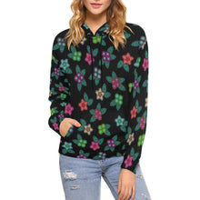 Load image into Gallery viewer, Berry Flowers Black All Over Print Hoodie for Women (USA Size) (Model H13) All Over Print Hoodie for Women (H13) e-joyer 
