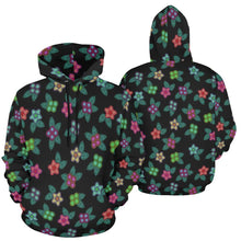 Load image into Gallery viewer, Berry Flowers Black All Over Print Hoodie for Women (USA Size) (Model H13) All Over Print Hoodie for Women (H13) e-joyer 
