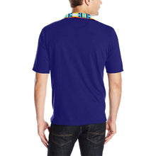 Load image into Gallery viewer, Blue Blanket Strip Men&#39;s All Over Print Polo Shirt (Model T55) Men&#39;s Polo Shirt (Model T55) e-joyer 
