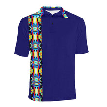 Load image into Gallery viewer, Blue Blanket Strip Men&#39;s All Over Print Polo Shirt (Model T55) Men&#39;s Polo Shirt (Model T55) e-joyer 
