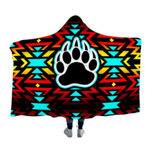 Load image into Gallery viewer, Fire Colors and Turquoise Bearpaw Hooded Blanket 49 Dzine 

