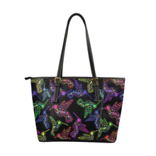 Load image into Gallery viewer, Floral Hummingbird Leather Tote Bag/Large (Model 1640) bag e-joyer 
