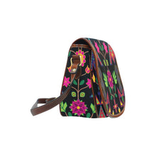 Load image into Gallery viewer, Geometric Floral Spring - Black Saddle Bag/Small (Model 1649) Full Customization Saddle Bag/Small (Full Customization) e-joyer 
