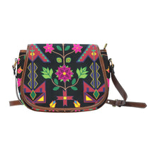 Load image into Gallery viewer, Geometric Floral Spring - Black Saddle Bag/Small (Model 1649) Full Customization Saddle Bag/Small (Full Customization) e-joyer 

