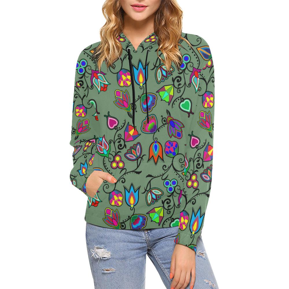 Indigenous Paisley - Dark Sea All Over Print Hoodie for Women (USA Size) (Model H13) All Over Print Hoodie for Women (H13) e-joyer 