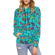 Load image into Gallery viewer, Indigenous Paisley - Sky All Over Print Hoodie for Women (USA Size) (Model H13) All Over Print Hoodie for Women (H13) e-joyer 
