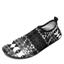 Load image into Gallery viewer, Writing on Stone Black and White Sockamoccs Kid&#39;s Slip On Shoes 49 Dzine 
